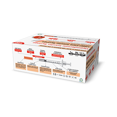 100u Insulin Syringe 1ml 12mm 29g